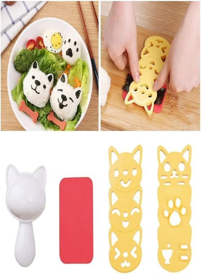 Fellibay Bento Accessories Sushi Mold Rice Ball Mold Cartoon Cat Pattern Sushi Bento Nori Kitchen Rice Decor Kits Sandwich DIY Kitchen Tools for Baby Kids Meal - Image 1